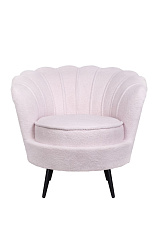 Низкое кресло ракушка Pearl Pink Boucle на черных ножках в Екатеринбурге