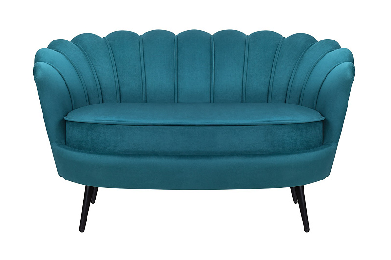 Диван ракушка Pearl Double Marine Velvet на черных ножках в Екатеринбурге Диван ракушка Pearl Double Marine Velvet на черных ножках