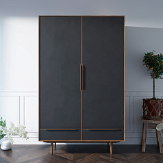 Шкаф двустворчатый "Bruni Black" с двумя ящиками арт BR27/2Black