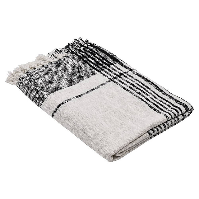 420063 Плед CHEVERY, L1700, B1300, 100% хлопок, белый, черный в Екатеринбурге 420063 Плед CHEVERY, L1700, B1300, 100% хлопок, белый, черный