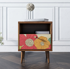 Тумбочка "Berber" с одним ящиком 5 принт арт BB06/Print_05, разноцветная