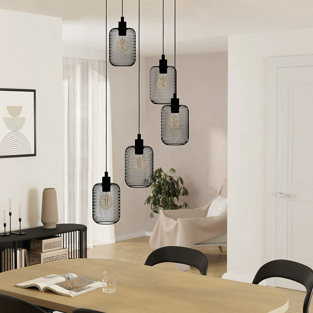 43334 Подвес WRINGTON, 5X60W(E27), ?540, H1500, сталь, черный в Екатеринбурге 43334 Подвес WRINGTON, 5X60W(E27), ?540, H1500, сталь, черный