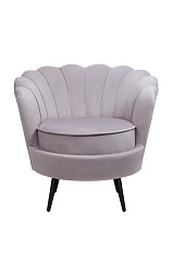 Низкое кресло ракушка Pearl Grey на черных ножках в Екатеринбурге