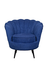 Низкое кресло ракушка Pearl синий на черных ножках