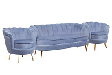 Комплект кресел и дивана ракушка Pearl Triple Blue №1
