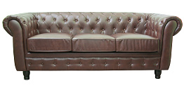 Прямой трехместный диван Chesterfield Brown 3S цвет коричневый в Екатеринбурге