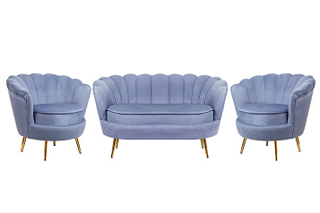 Комплект кресел и дивана ракушка Pearl Double Blue