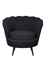 Низкое кресло ракушка Pearl Black Boucle на черных ножках в Екатеринбурге