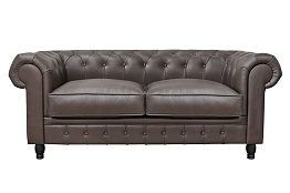 Диван из коричневой кожи Chesterfield Brown Leather 2S в Екатеринбурге