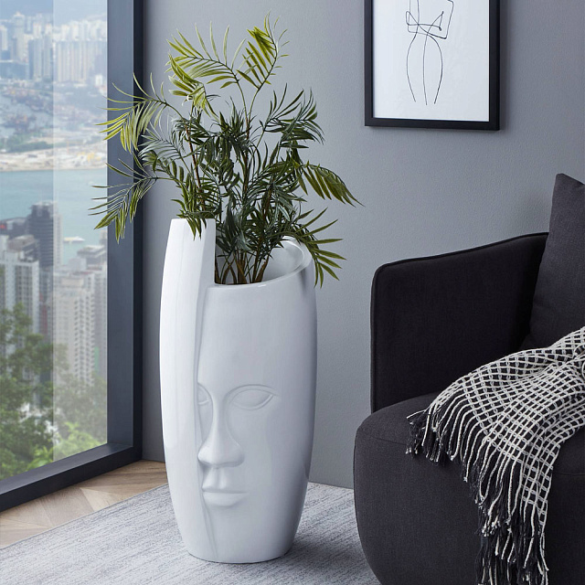 421112 Ваза напольная декоративная TSU, H720, ?320, пластик, белый в Екатеринбурге 421112 Ваза напольная декоративная TSU, H720, ?320, пластик, белый