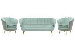 Комплект кресел и дивана ракушка Pearl Triple Green в Екатеринбурге