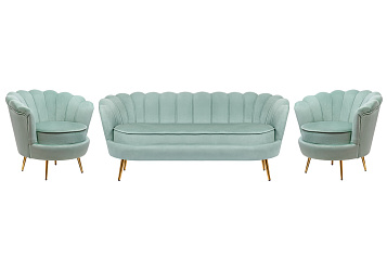 Комплект кресел и дивана ракушка Pearl Triple Green в Екатеринбурге