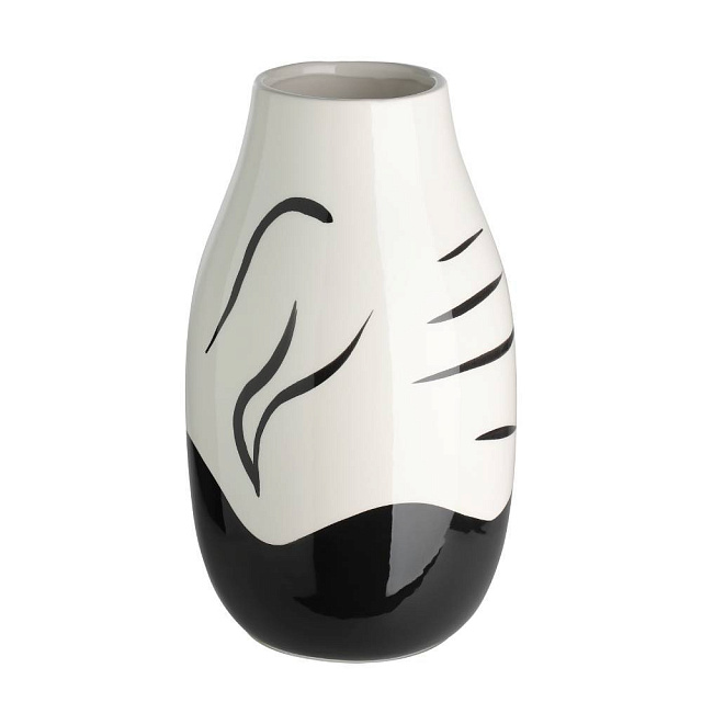 421037 Ваза декоративная YUZAWA, H260, ?150, керамика, белый, черный в Екатеринбурге 421037 Ваза декоративная YUZAWA, H260, ?150, керамика, белый, черный