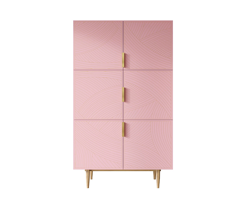 Большой комод с шестью дверками "Line" LN04/GR1/pink