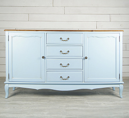 Голубой комод Leontina с дверками и ящиками арт ST9351B