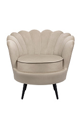 Низкое кресло ракушка Pearl Taupe на черных ножках в Екатеринбурге