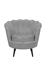 Низкое кресло ракушка Pearl Grey V2 на черных ножках в Екатеринбурге