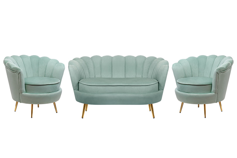 Комплект кресел и дивана ракушка Pearl Double Green