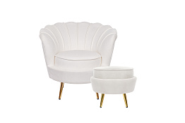 Кресло с пуфом ракушка Pearl Beige в Екатеринбурге