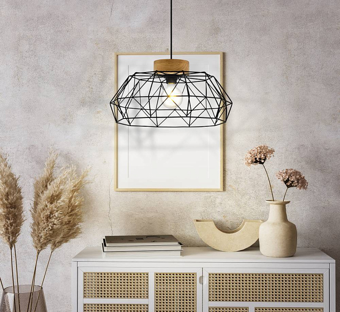 44089 Подвес PADSTOW, 1х60W(E27), ?455, H1100, сталь, дерево, черный, натуральный в Екатеринбурге 44089 Подвес PADSTOW, 1х60W(E27), ?455, H1100, сталь, дерево, черный, натуральный