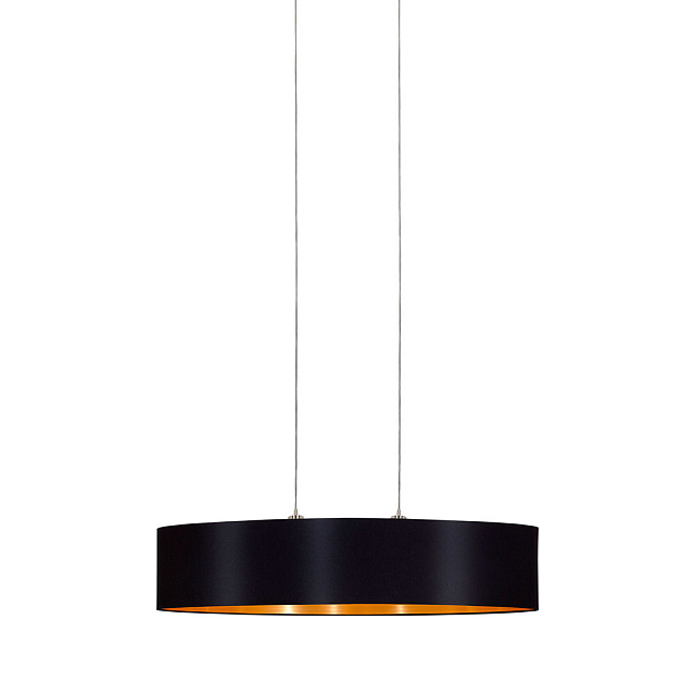 31616 Подвес MASERLO, 2х60W (E27), 1000х250, никель мат./текстиль, черный, золотой в Екатеринбурге 31616 Подвес MASERLO, 2х60W (E27), 1000х250, никель мат./текстиль, черный, золотой