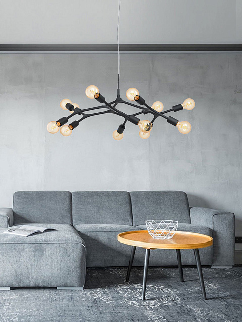 98347 Подвес BOCADELLA, 12х60W (E27), ?920, H1100, сталь, черный в Екатеринбурге 98347 Подвес BOCADELLA, 12х60W (E27), ?920, H1100, сталь, черный