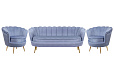 Комплект кресел и дивана ракушка Pearl Triple Blue