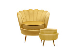 Кресло с пуфом ракушка Pearl Yellow №0