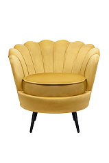 Низкое кресло ракушка Pearl Yellow на черных ножках