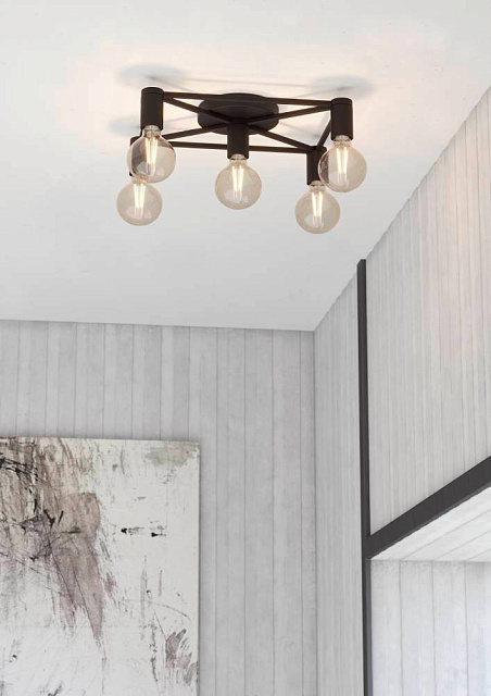 43721 Потолочный светильник SPEKE, 5Х40W, E27, L415, B310, H105, сталь, черный