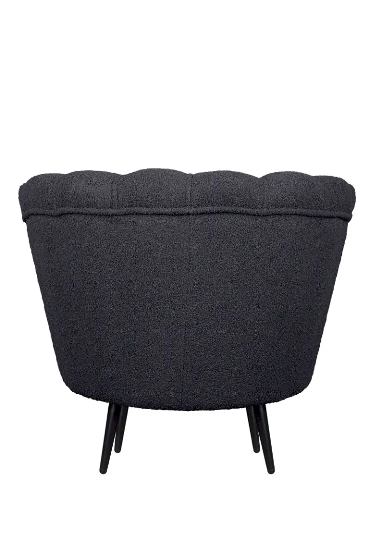 Низкое кресло ракушка Pearl Black Boucle на черных ножках в интернет-магазине