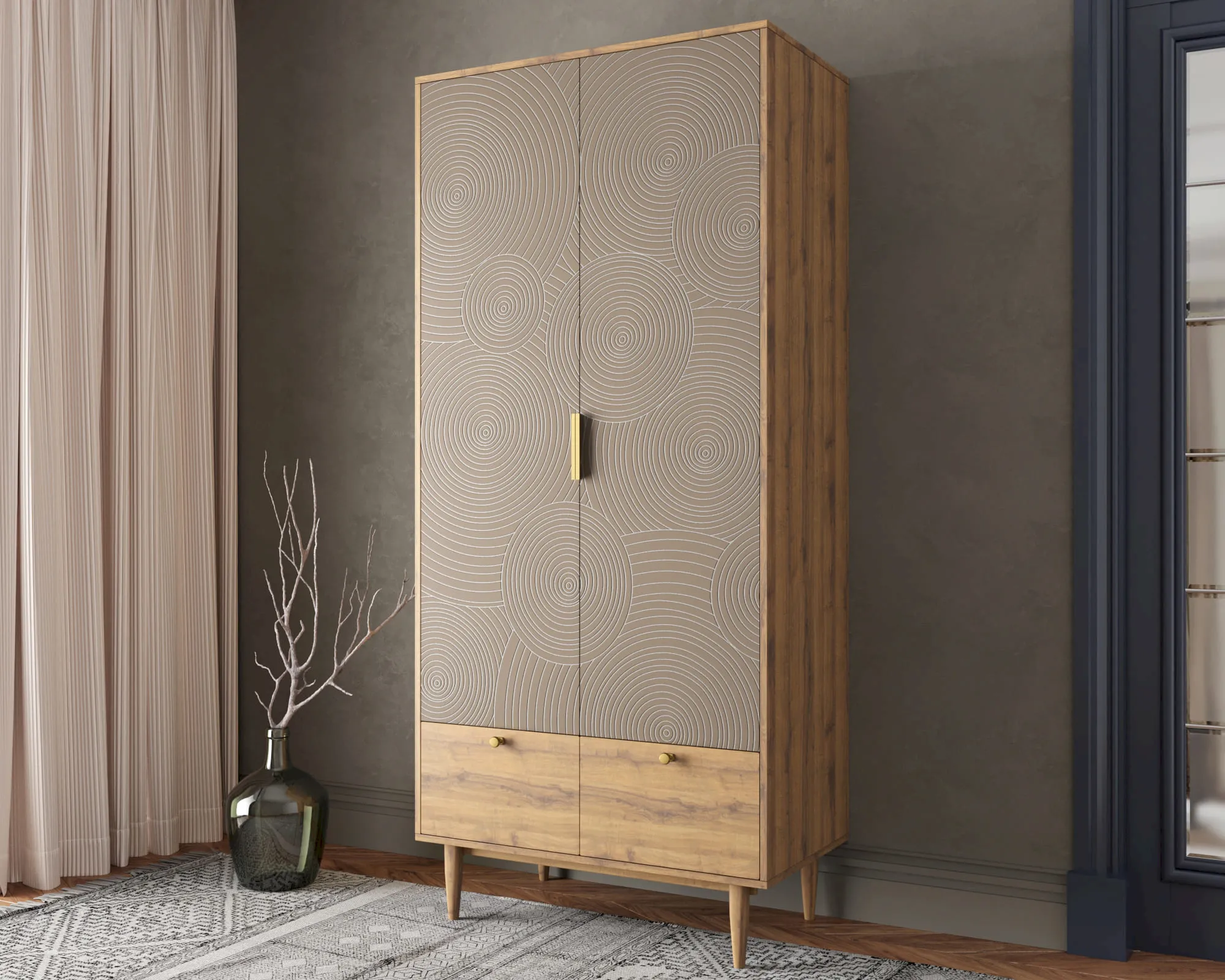 заказать Шкаф двухстворчатый с ящиками "Лайн (Line)" R26/beige в Москве заказать Шкаф двухстворчатый с ящиками "Лайн (Line)" R26/beige