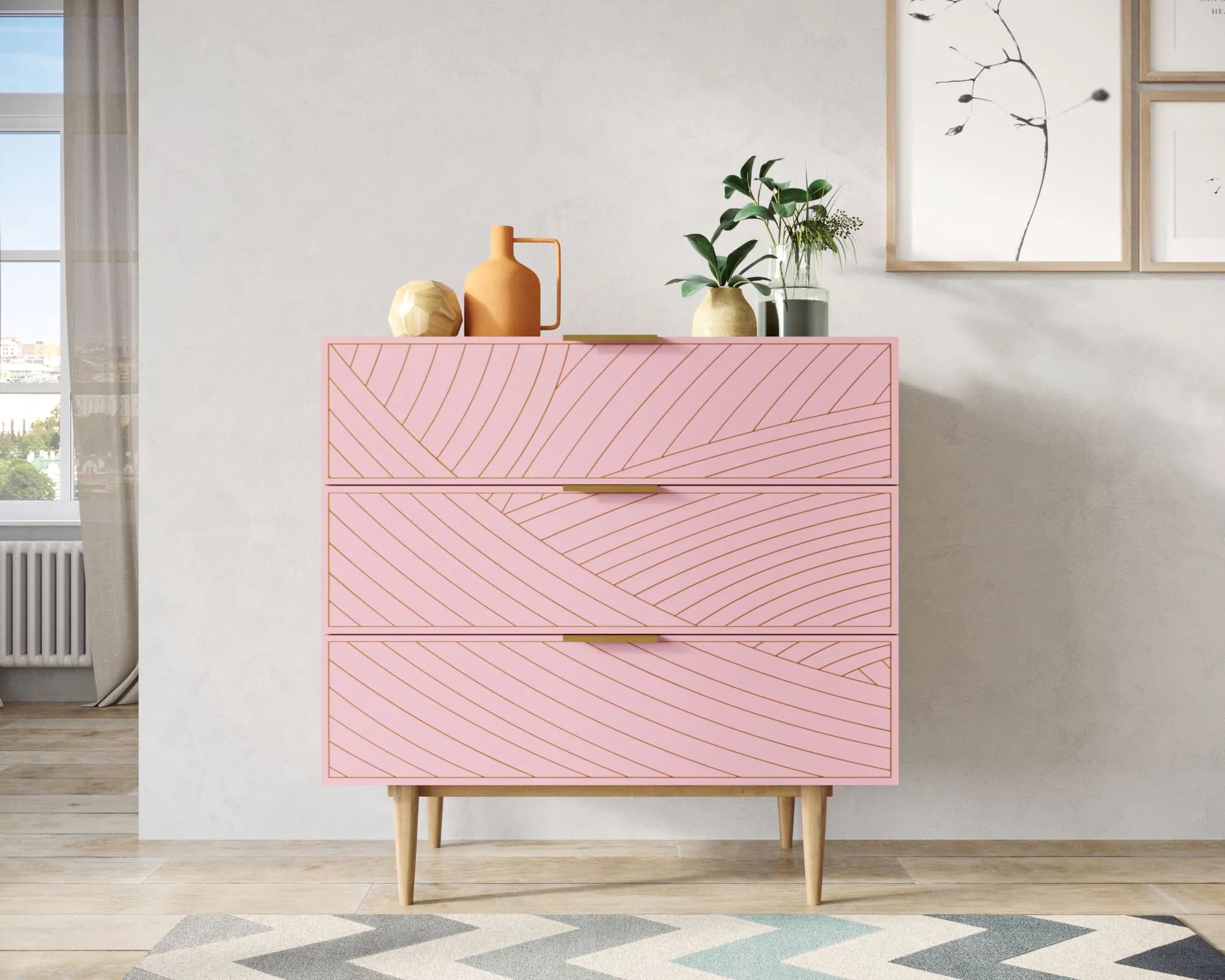 Комод с тремя ящиками "Лайн (Line)" LN12/GR1/pink в интернет-магазине