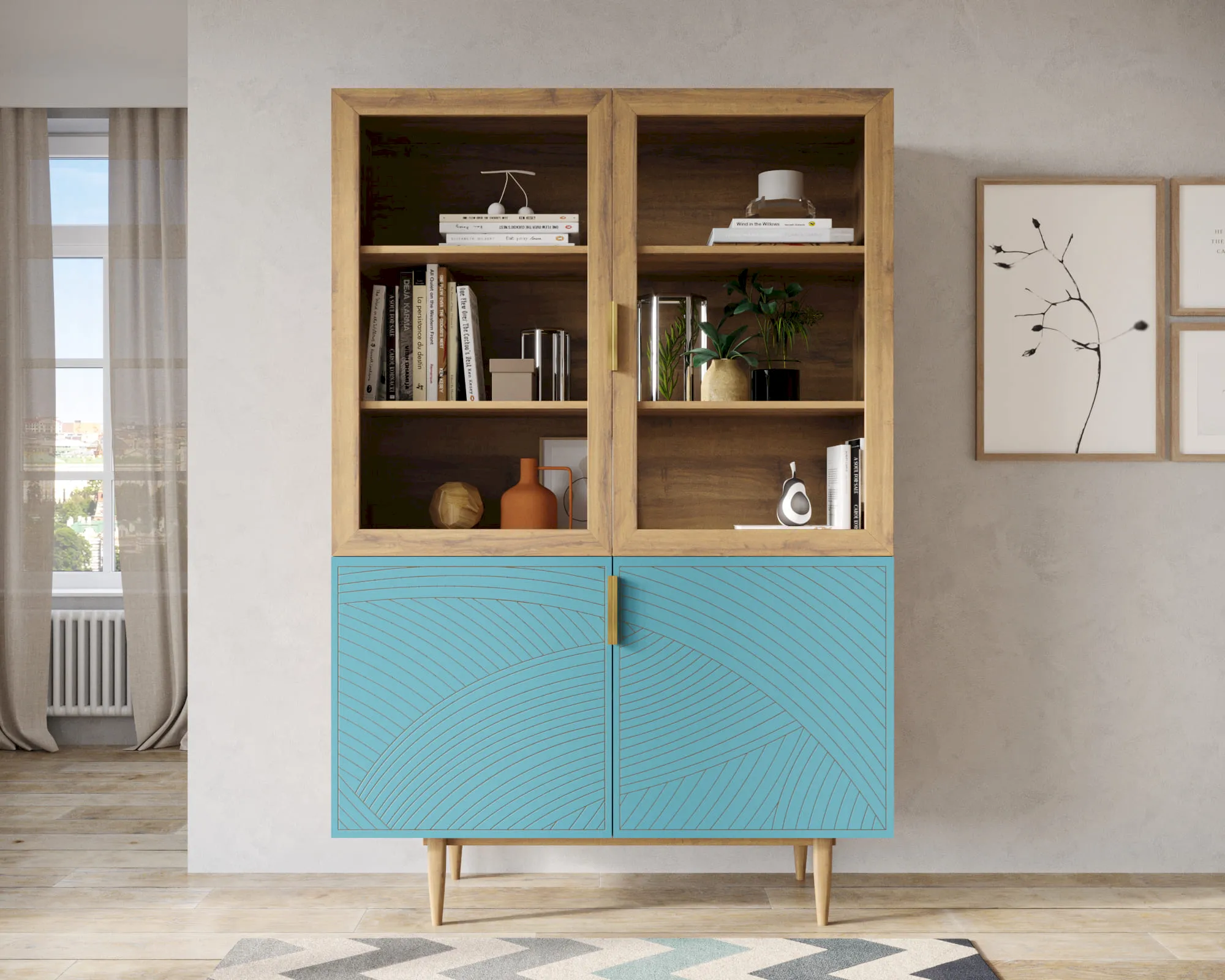 Буфет с двумя дверками "Лайн (Line)" LN11/GR1/blue в интернет-магазине в Москве Буфет с двумя дверками "Лайн (Line)" LN11/GR1/blue в интернет-магазине