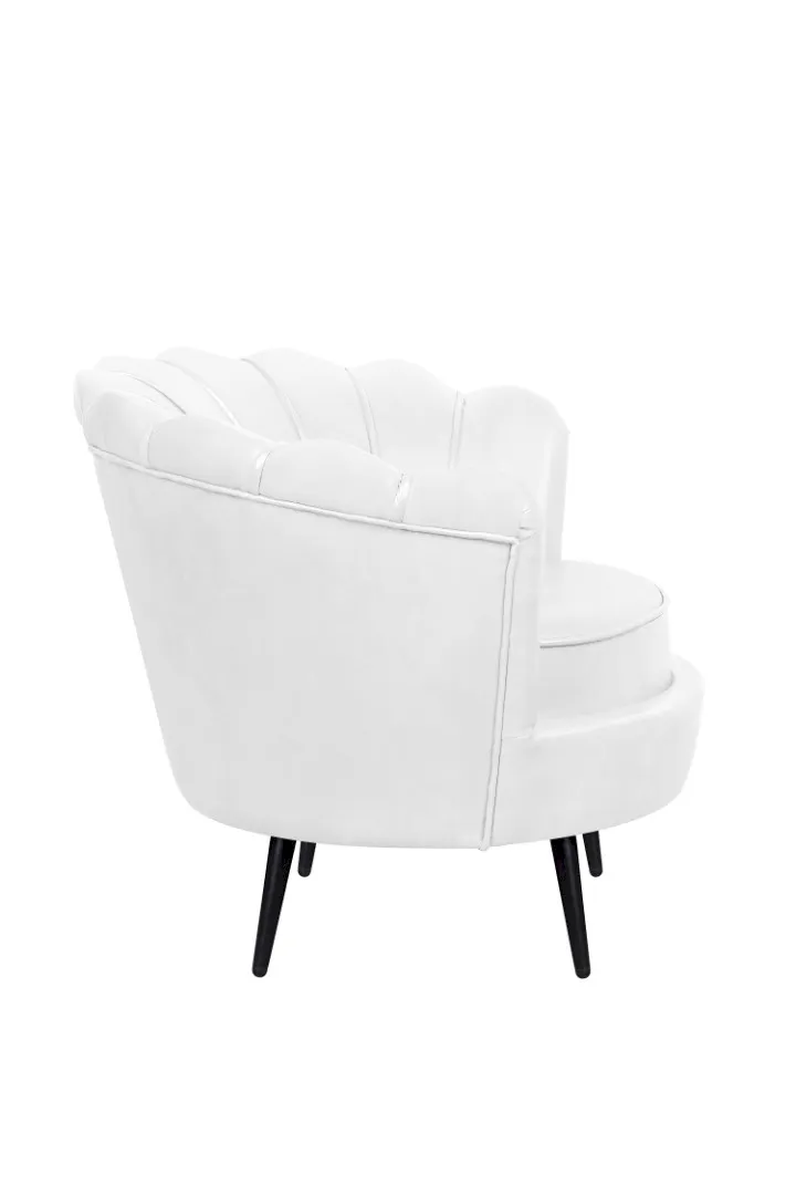 заказать Низкое кресло ракушка Pearl White на черных ножках