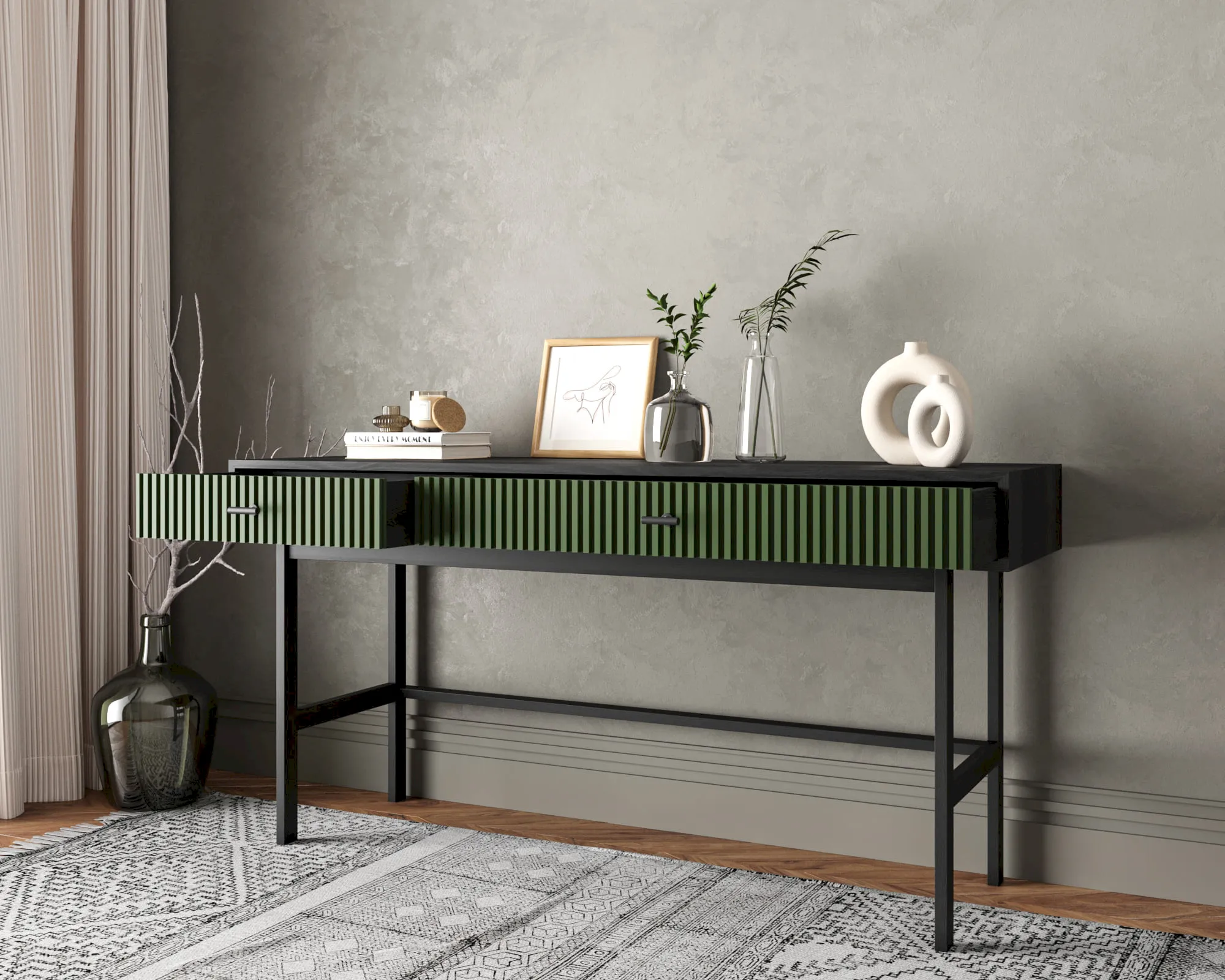 купить Консоль с двумя ящиками "Эмерсон (Emerson)" арт EM22/green/L в Москве купить Консоль с двумя ящиками "Эмерсон (Emerson)" арт EM22/green/L