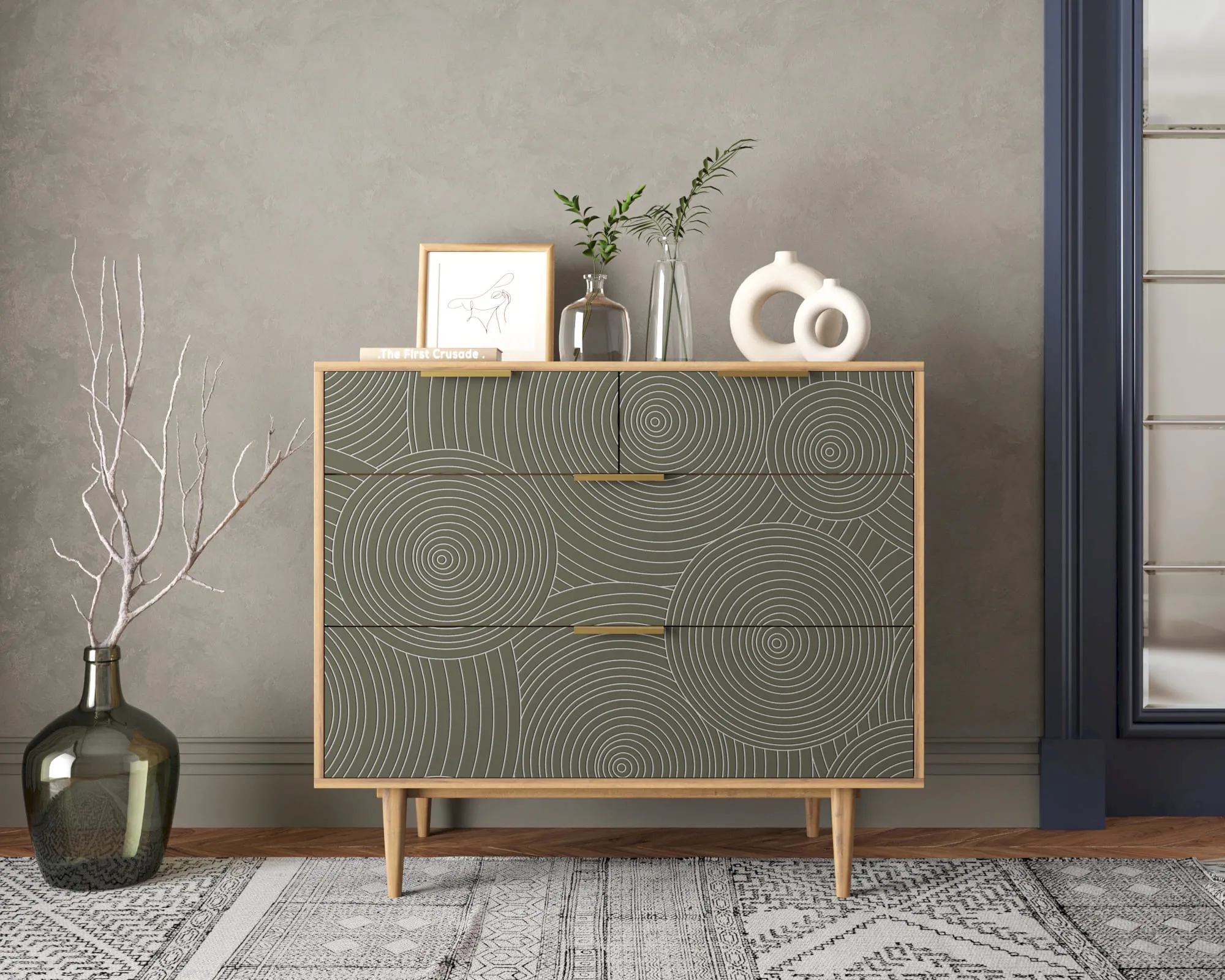Комод с четыремя ящиками "Лайн (Line)" R22/browngrey в интернет-магазине