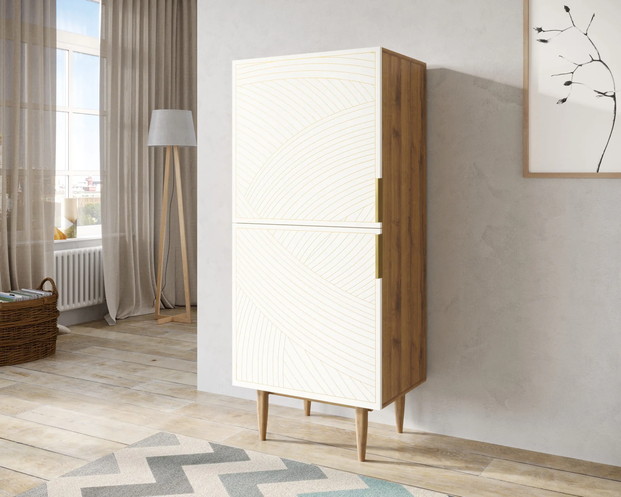 заказать Вертикальный комод с двумя дверками "Лайн (Line)" LN05/GR1/beige