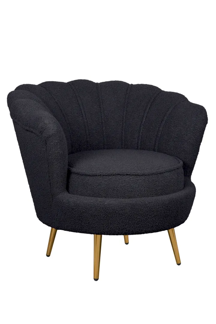 купить Низкое кресло ракушка Pearl Black Boucle в Екатеринбурге