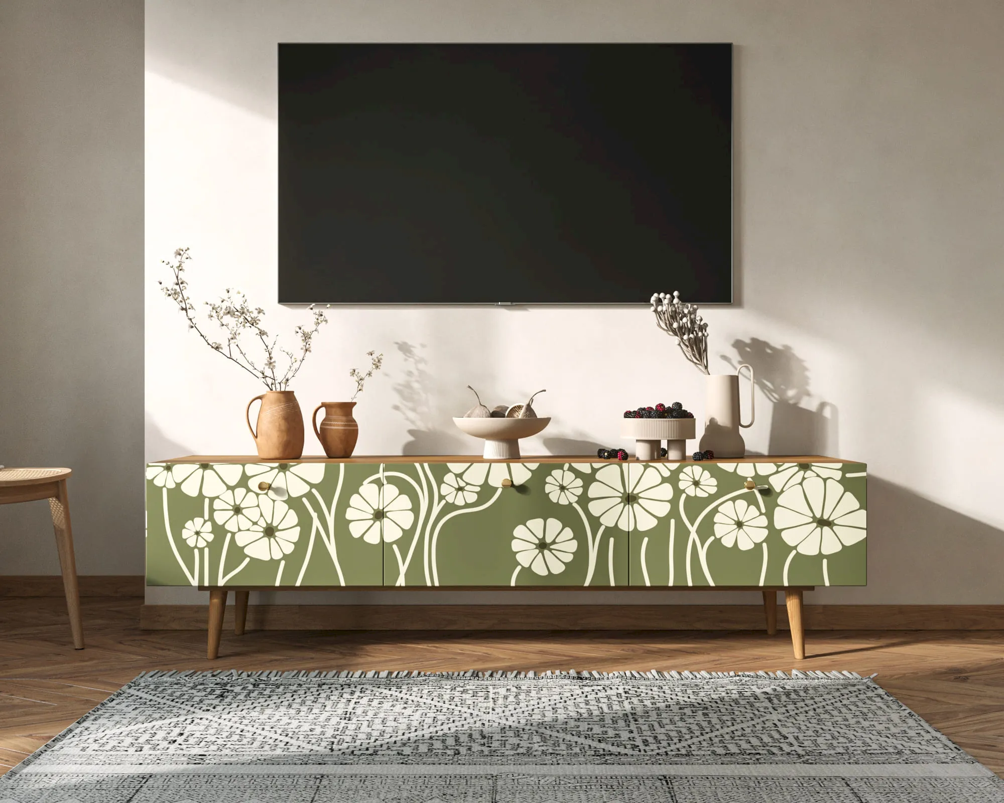 Комод "Бербер (Berber)" с ящиками низкий под TV арт BB19/Print_53 в интернет-магазине