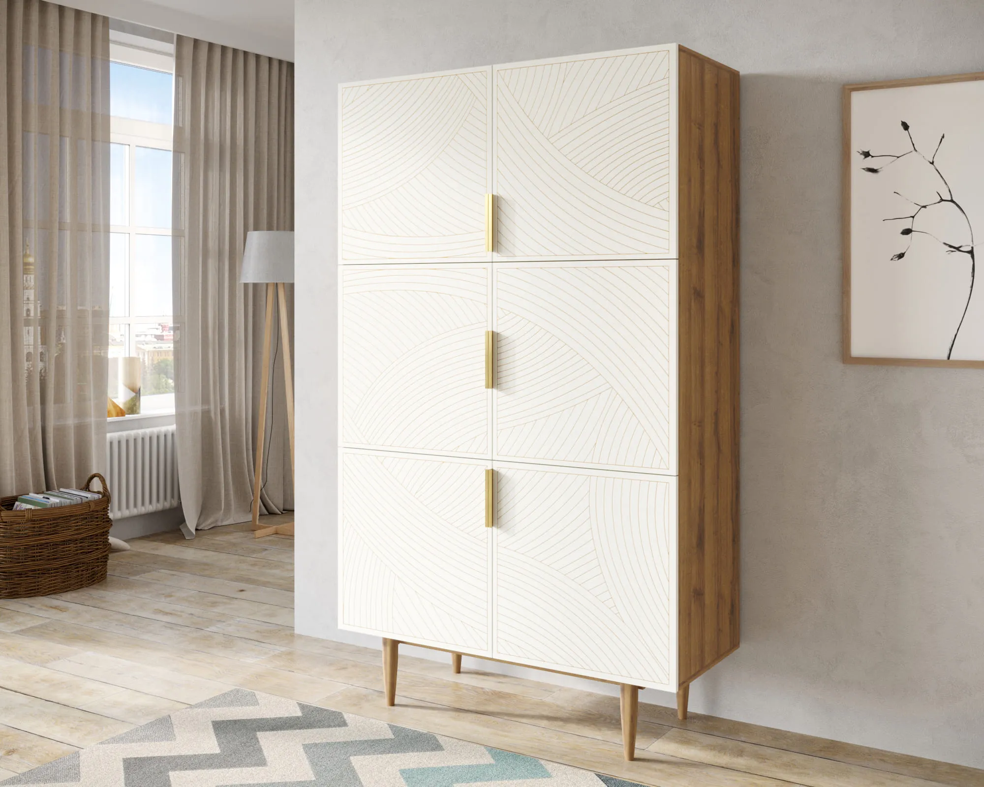 заказать Большой комод с шестью дверками "Лайн (Line)" LN04/GR1/beige