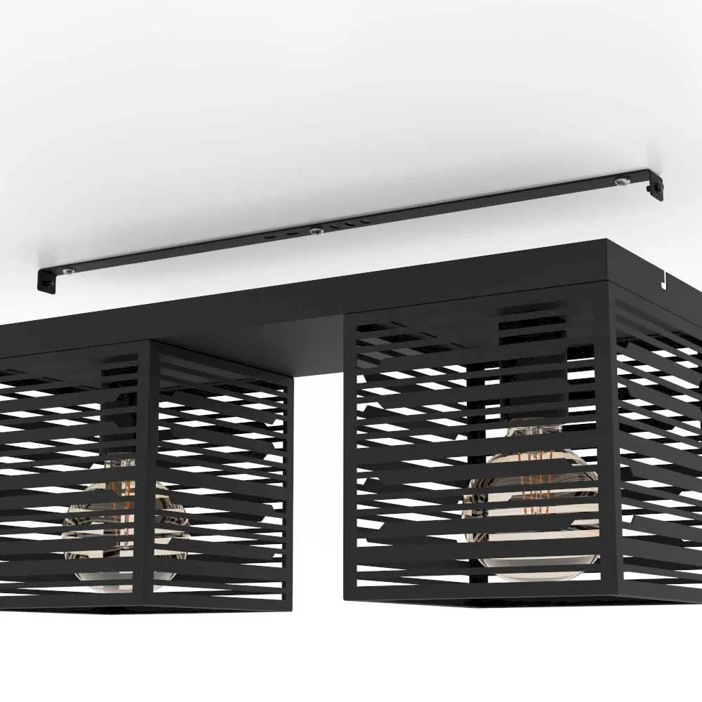купить 900356 Потолочный светильник PIEDRITAS, 2x40W, E27, L515, B180, H205, сталь, черный