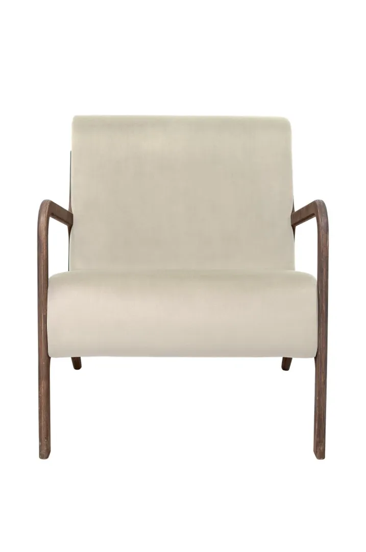 купить Низкое кресло с деревянными подлокотниками Mody Beige бежевый