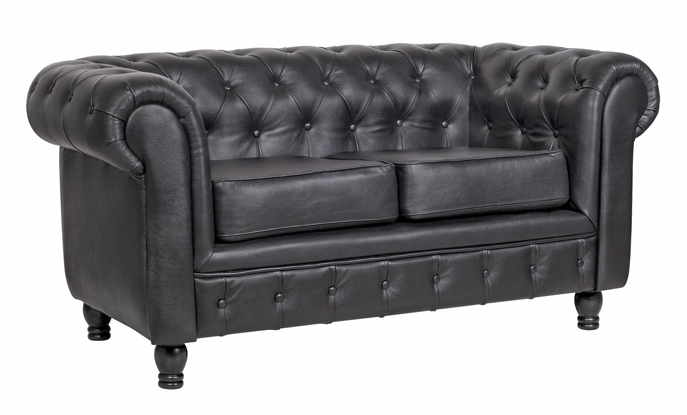 купить Диван из черной кожи Chesterfield Black Leather 2S в Екатеринбурге
