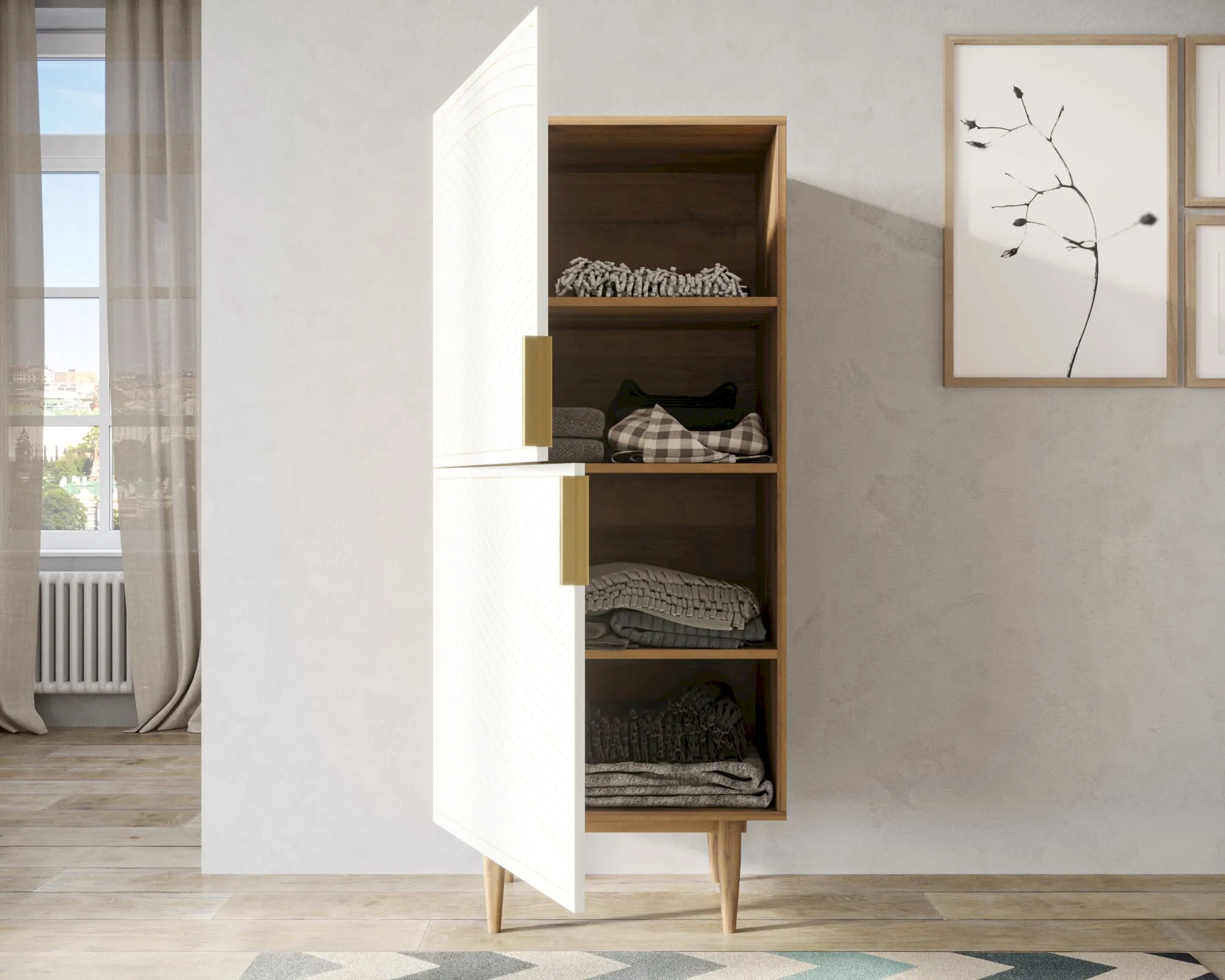 купить Вертикальный комод с двумя дверками "Лайн (Line)" LN05/GR1/beige