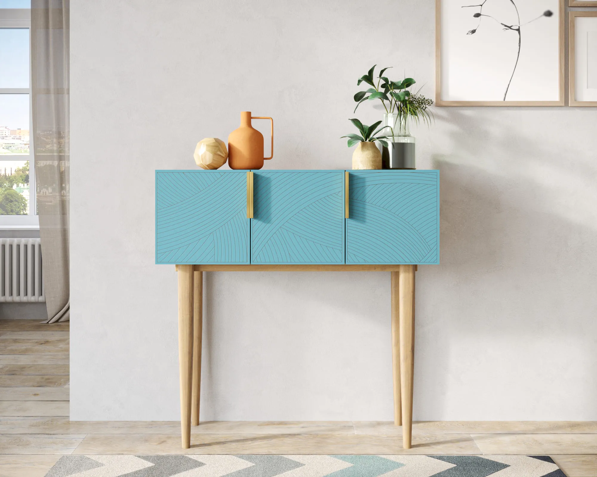 Консоль с тремя дверками "Лайн (Line)" LN15/GR1/blue в интернет-магазине в Москве Консоль с тремя дверками "Лайн (Line)" LN15/GR1/blue в интернет-магазине