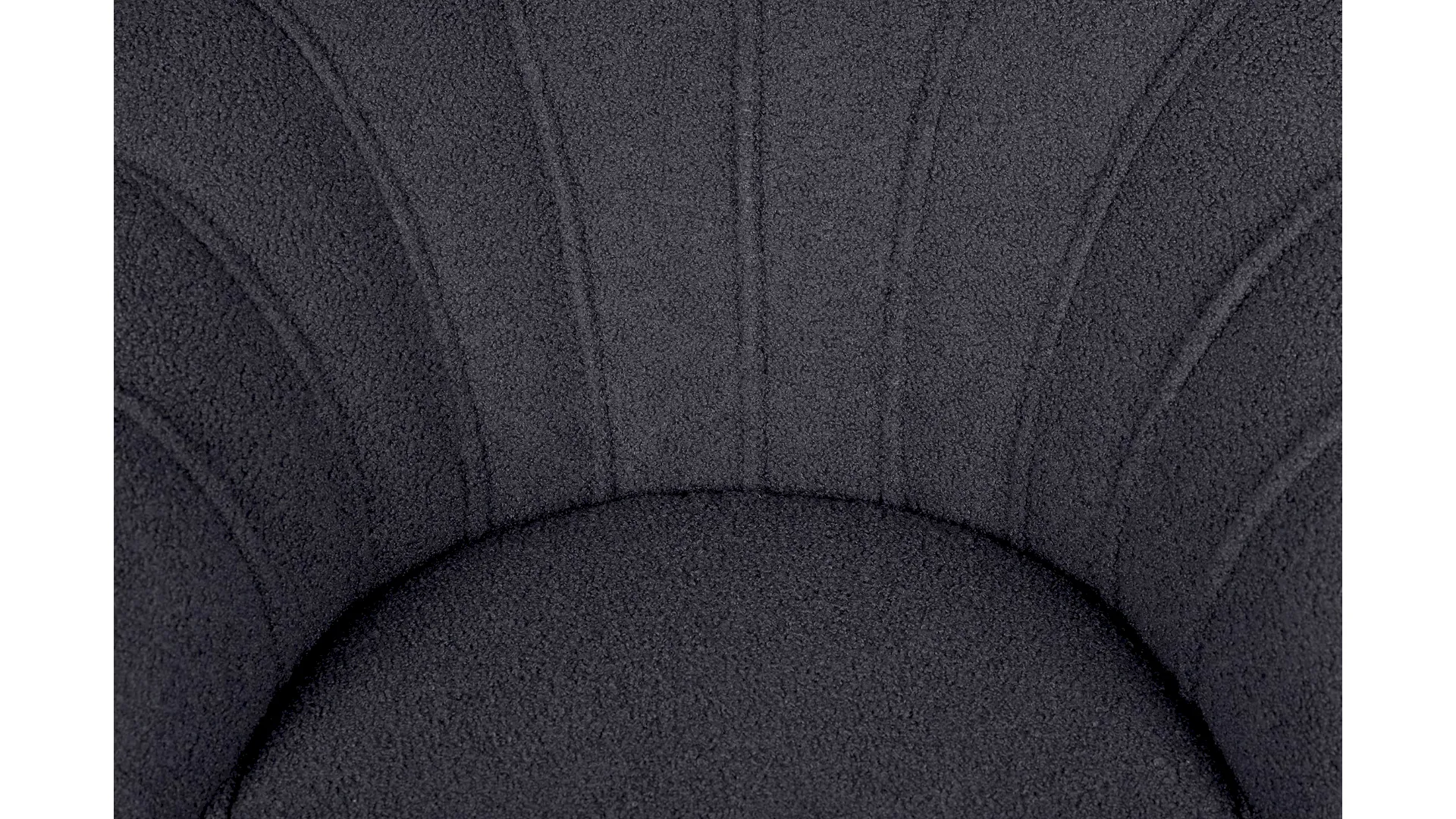 Низкое кресло ракушка Pearl Black Boucle на черных ножках в интерьере