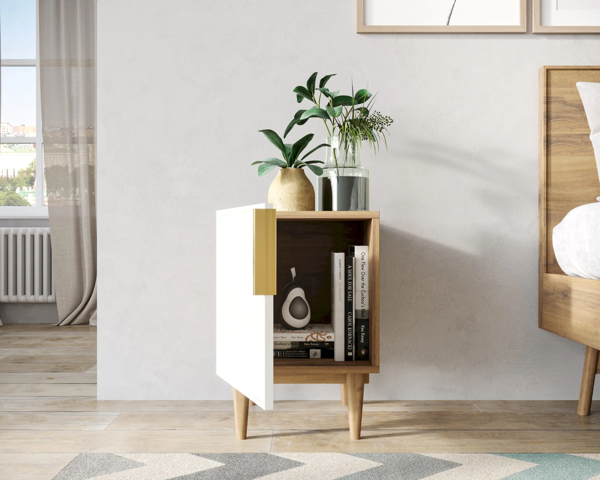 купить Тумбочка с дверкой "Лайн (Line)" LN08/GR1/beige в Москве купить Тумбочка с дверкой "Лайн (Line)" LN08/GR1/beige