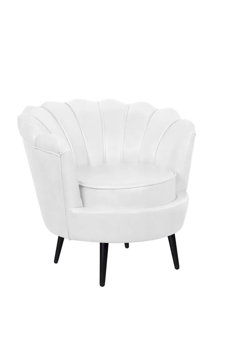 купить Низкое кресло ракушка Pearl White на черных ножках