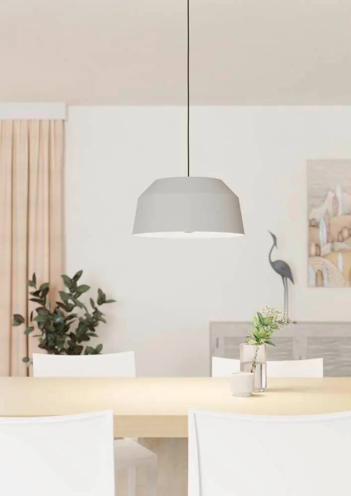 купить 900379 Подвесной потолочный светильник CONTRISA, 1x40W, E27, H1100, ?380, сталь, серый